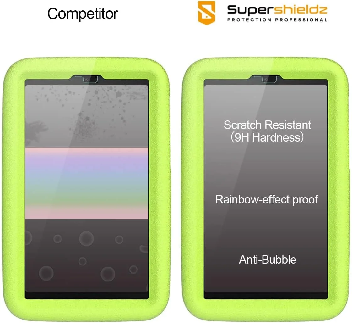 محافظ صفحه نمایش شیشه ای حرارت دیده سوپرشیلدز (2 عددی) طراحی شده برای تبلت سامسونگ گلکسی تب A7 لایت نسخه کودکان، ضد خش و بدون حباب