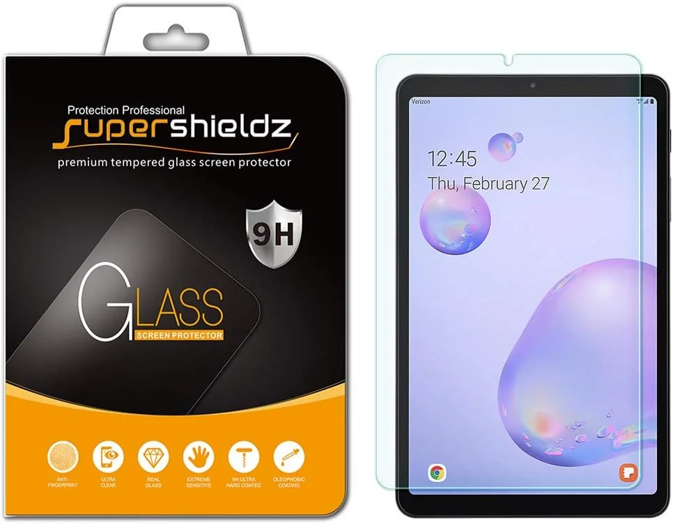 محافظ صفحه نمایش شیشه ای حرارت دیده سوپرشیلدز برای تبلت سامسونگ گلکسی تب A 8.4 اینچ (2020)، ضد خش، بدون حباب