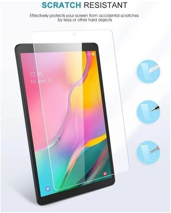 محافظ صفحه نمایش شیشه ای حرارت دیده Wtech HD با سوراخ برای Samsung Galaxy Tab A 2019 T510/T515، 2 عدد، شفاف