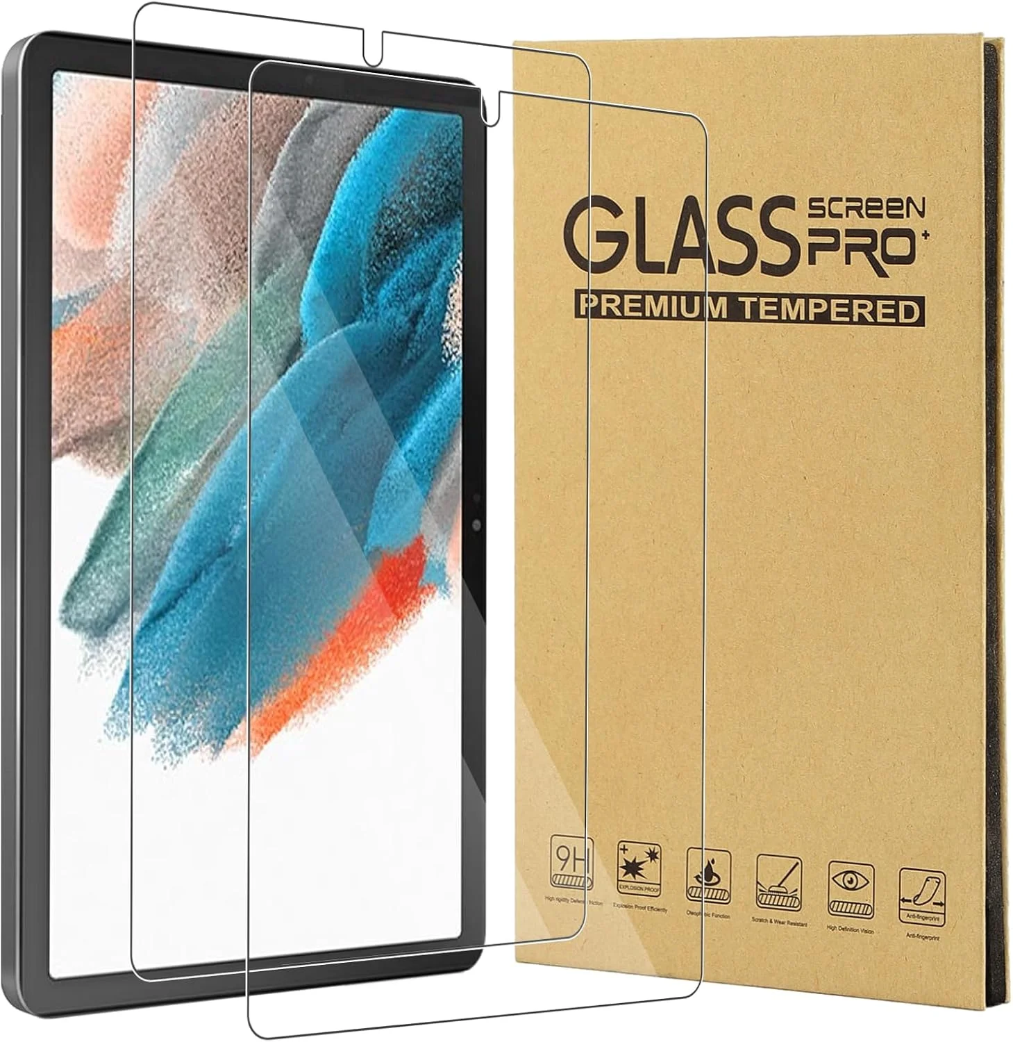 محافظ صفحه نمایش CONAPIKA برای تبلت سامسونگ گلکسی تب A9 2023، بسته 2 عددی، سختی 9H، ضد خش، ضد حباب، محافظ صفحه نمایش شیشه ای حرارت دیده، حساسیت بالا HD، محافظ صفحه نمایش ضد اثر انگشت