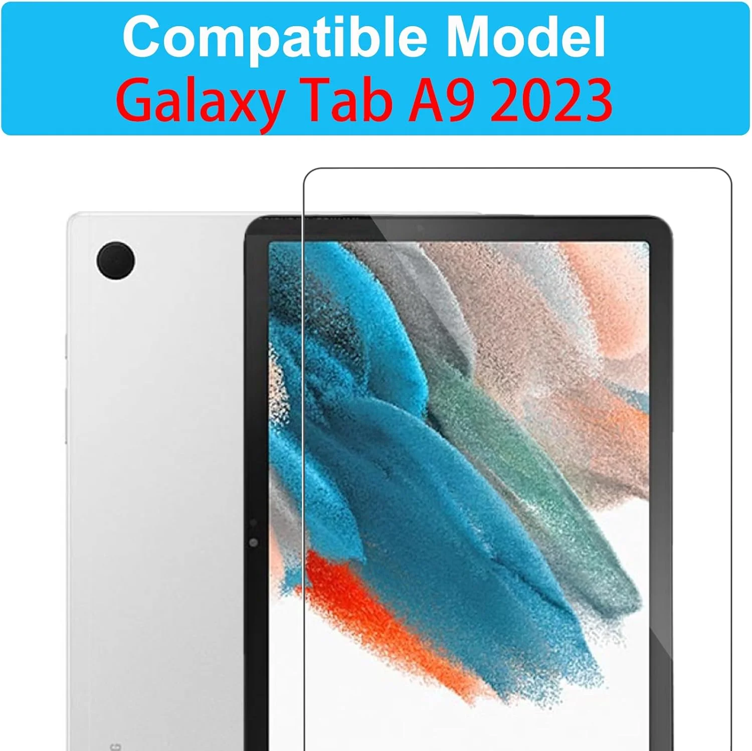 محافظ صفحه نمایش CONAPIKA برای تبلت سامسونگ گلکسی تب A9 2023، بسته 2 عددی، سختی 9H، ضد خش، ضد حباب، محافظ صفحه نمایش شیشه ای حرارت دیده، حساسیت بالا HD، محافظ صفحه نمایش ضد اثر انگشت