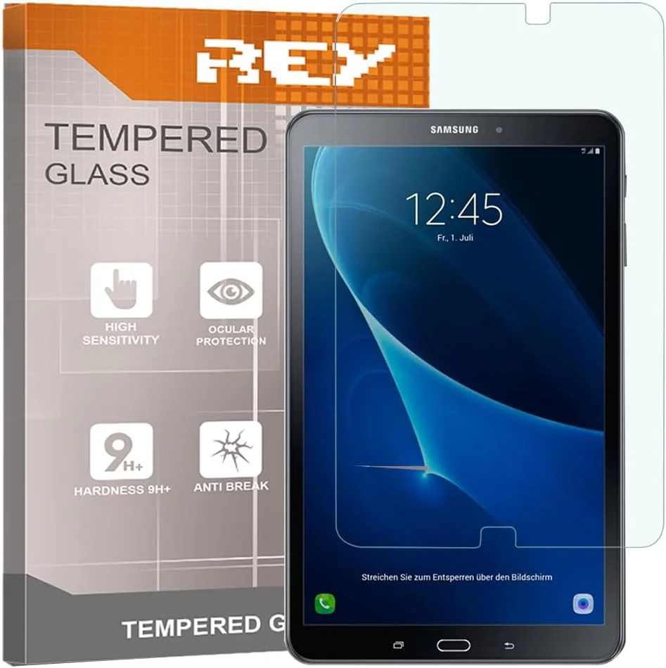 محافظ صفحه نمایش REY مدل Pounder مناسب برای تبلت سامسونگ گلکسی Tab A6 T580 2016 10.1 اینچ - TAB A T-585، فیلم محافظ شیشه ای حرارت دیده