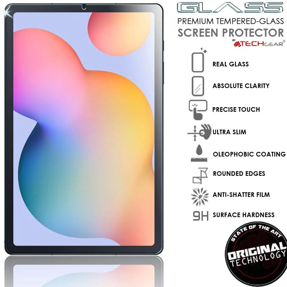 محافظ صفحه نمایش شیشه ای حرارت دیده [سختی 9H] [وضوح HD] [مقاوم در برابر خراش] [بدون حباب] TECHGEAR (دو عددی) برای Samsung Galaxy Tab S6 Lite 10.4 اینچ (-P610 / -P615)