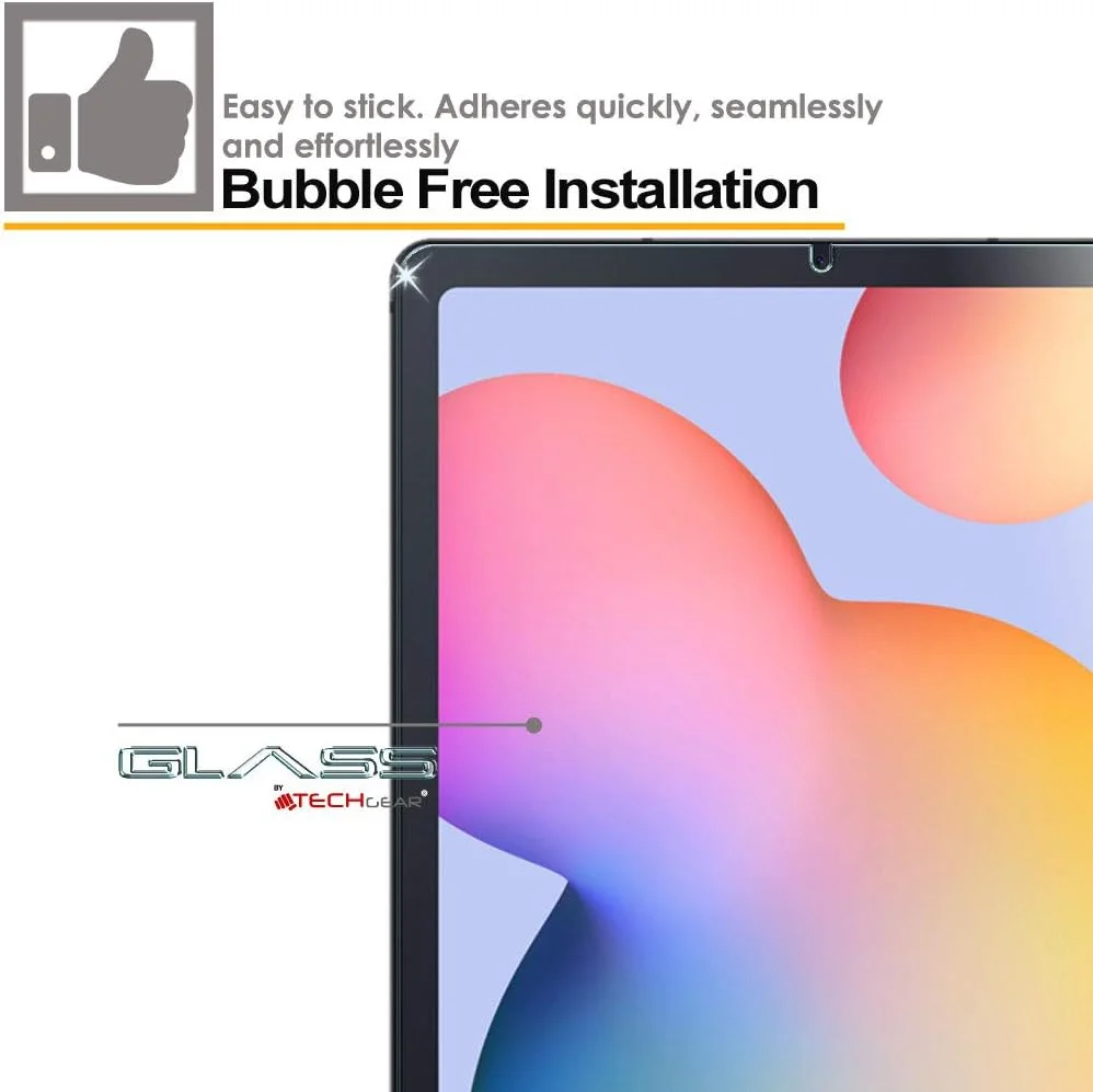 محافظ صفحه نمایش شیشه ای حرارت دیده [سختی 9H] [وضوح HD] [مقاوم در برابر خراش] [بدون حباب] TECHGEAR (دو عددی) برای Samsung Galaxy Tab S6 Lite 10.4 اینچ (-P610 / -P615)