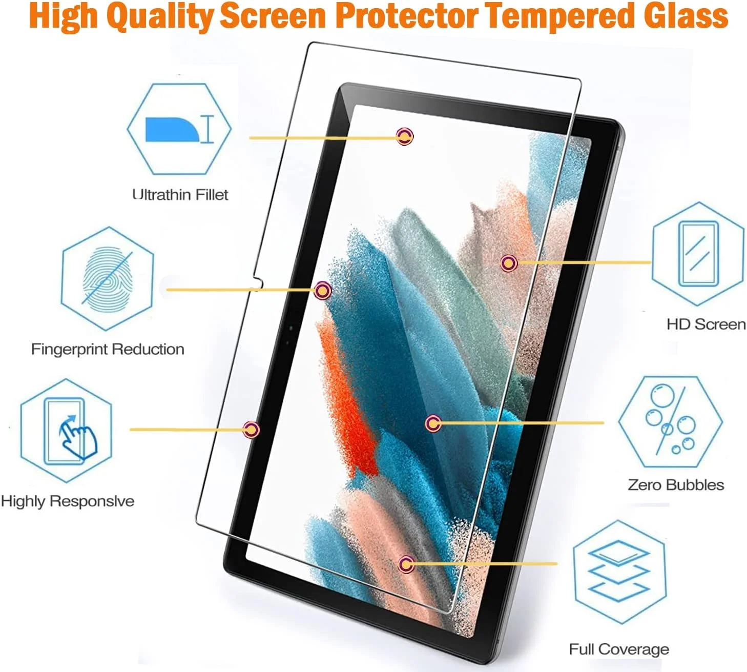 محافظ صفحه نمایش شیشه ای تبلت سامسونگ گلکسی تب A8 سایز 10.5 اینچ مدل SM-X200/X205/X207، بسته 2 عددی، ضد خش و ضد حباب، سازگار با قلم S Pen