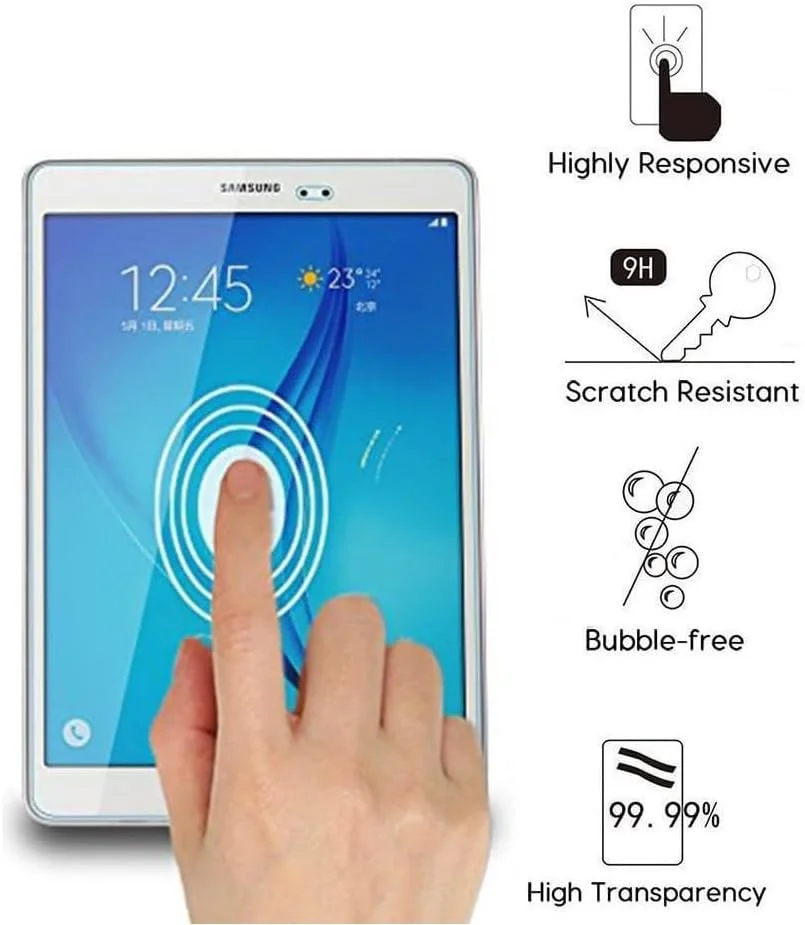 محافظ صفحه نمایش WEOFUN برای Samsung Galaxy Tab A 9.7، محافظ صفحه نمایش شیشه ای برای Samsung Galaxy Tab A 9.7 T550 / T555N [0.33 میلی متر، سختی 9H، شفافیت 99%]