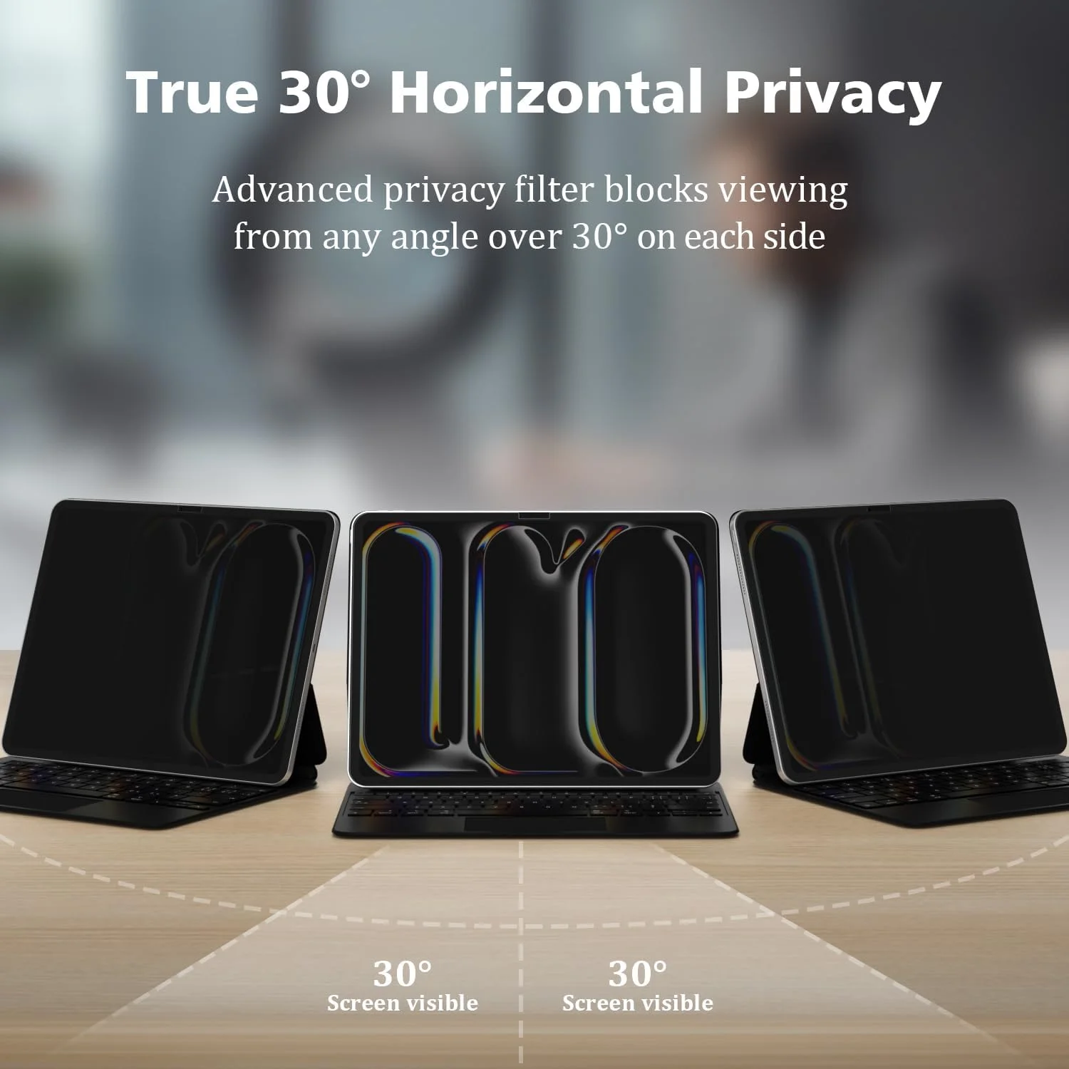 محافظ صفحه نمایش حریم خصوصی PYS برای آیپد پرو ۱۳ اینچ M4 2024، فیلتر حریم خصوصی نانو جداشدنی ۳۰ درجه، قابل استفاده مجدد و جداشدنی، روکش مات ضد تابش نور، ضد خش، نصب آسان