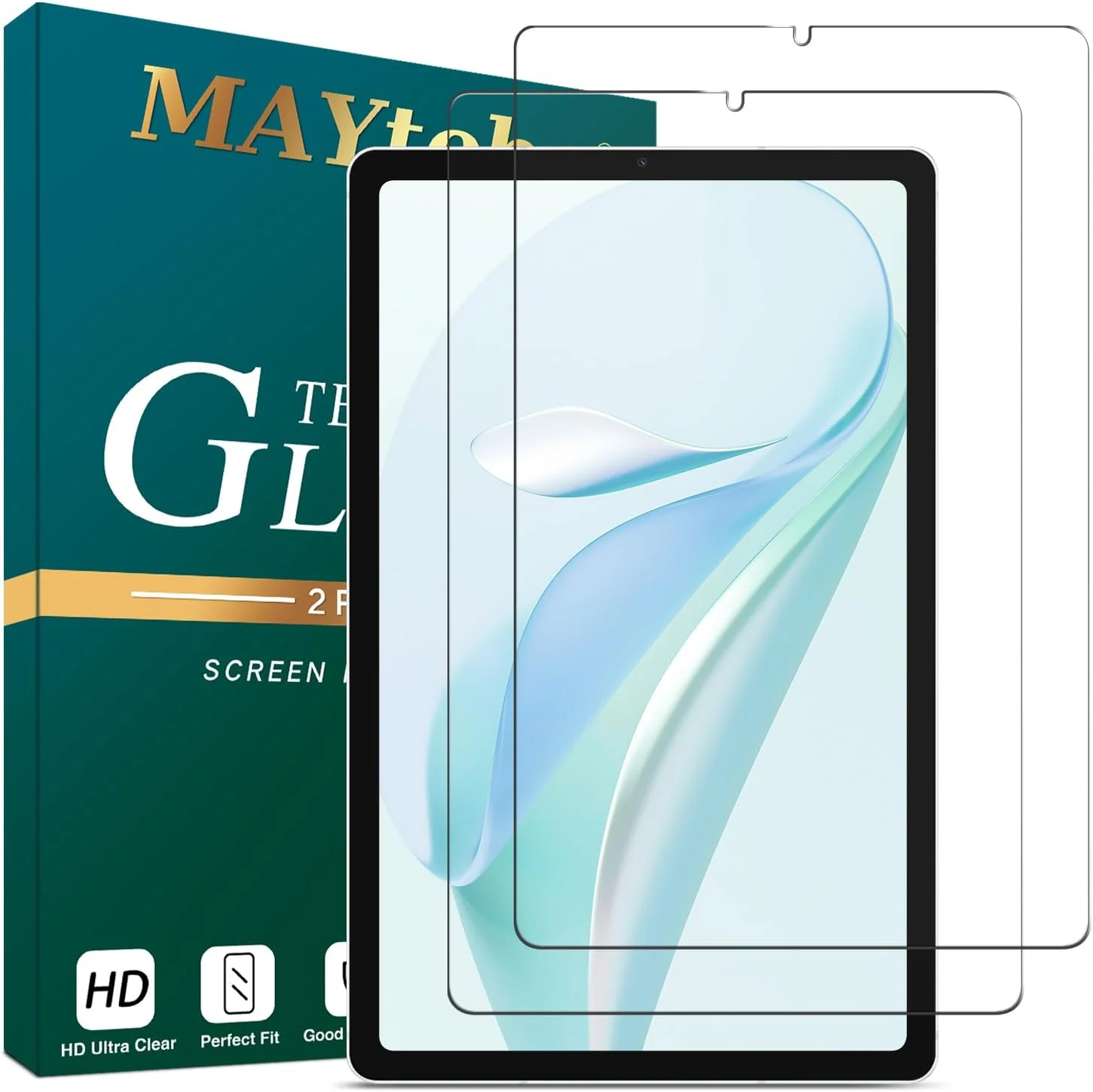 محافظ صفحه نمایش MAYtobe [بسته 2 عددی] طراحی شده برای تبلت سامسونگ گلکسی تب S6 لایت (10.4 اینچ)، شیشه حرارت دیده، بدون حباب، مقاوم در برابر خراش، نصب آسان