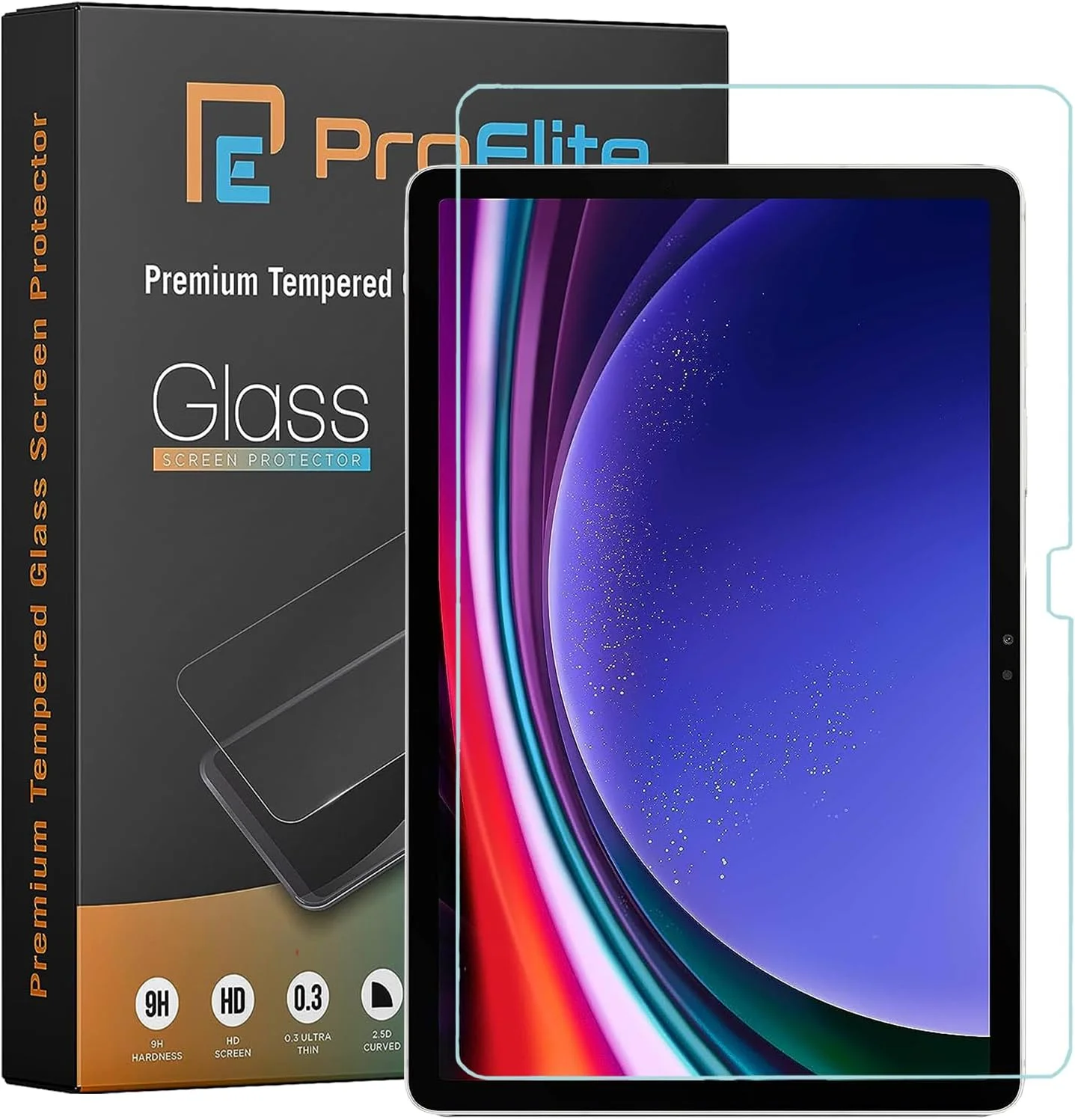 محافظ صفحه نمایش شیشه ای حرارت دیده ProElite Premium برای تبلت سامسونگ گلکسی تب S9 Fe Plus/S9 FE+/S10+/S9+/S8+/S7+/S7 FE سایز ۱۲.۴ اینچ مدل SM-X800/X806/T970/T975/T976/T735