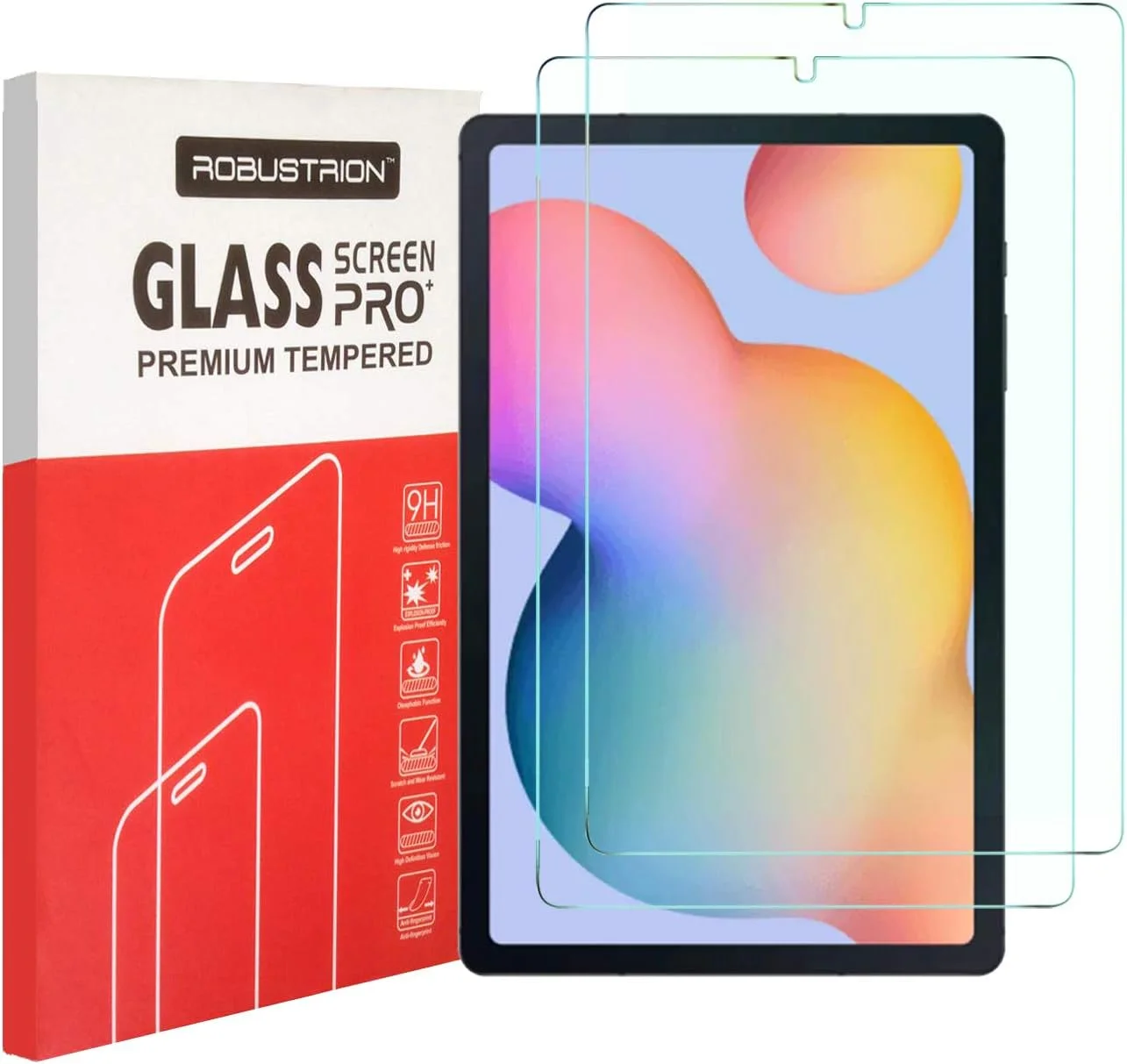 بسته دو عددی محافظ صفحه نمایش شیشه ای حرارت دیده پریمیوم Robustrion [ضد خش] و [ضد لک] [سازگار با قلم S Pen] برای تبلت سامسونگ Tab S6 Lite 10.4 اینچ -P610/615 [بدون حباب]
