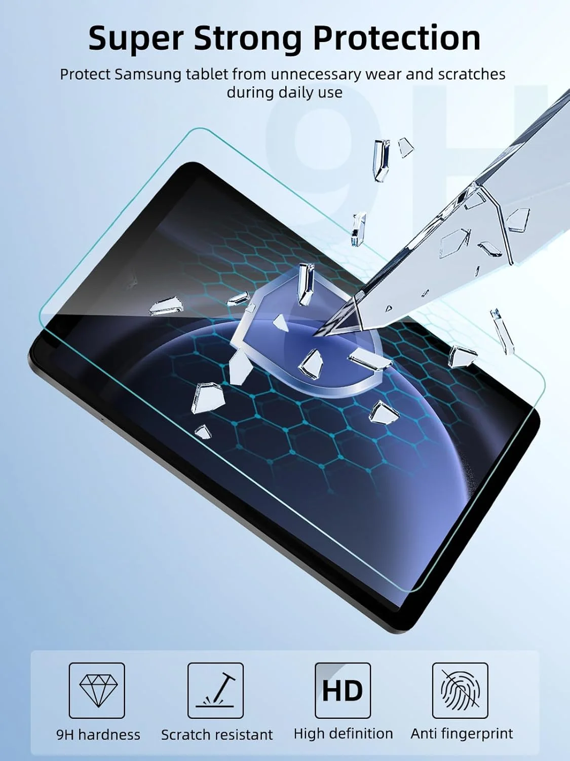 محافظ صفحه نمایش 2 عددی Jngnpn برای تبلت سامسونگ گلکسی تب S9 FE 5G (10.9 اینچ)/گلکسی تب S9 (11 اینچ)، فیلم شیشه ای سخت تمپر شده با سختی 9H برای گلکسی تب S8/ S7 (11 اینچ)، حساس به لمس، ضد خش (شفاف)