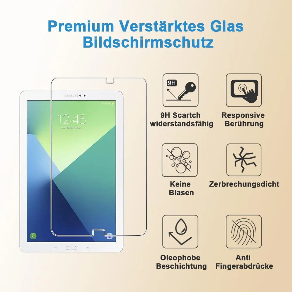 محافظ صفحه نمایش شیشه ای حرارت دیده شونویگ [بسته 2 عددی] برای سامسونگ (TAB A 10 اینچ) P585/P580، فیلم حرارت دیده با کیفیت بالا، سختی 9H، مقاوم در برابر خراش