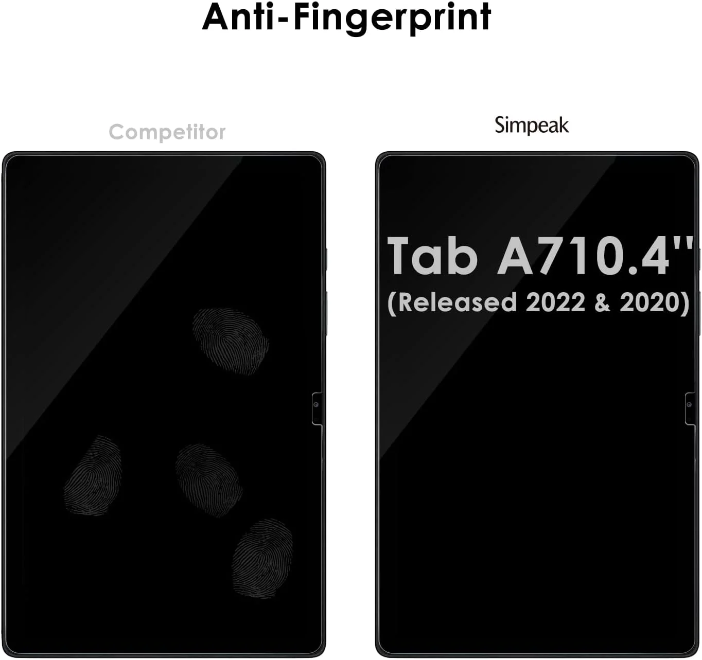 محافظ صفحه نمایش Simpeak سازگار با Samsung Galaxy Tab A7 10.4 2022 و 2020، شیشه حرارت دیده جایگزین برای Galaxy Tab A7 10.4 (SM-T509/T500/T507/T505) [سختی 9H] [بدون حباب]