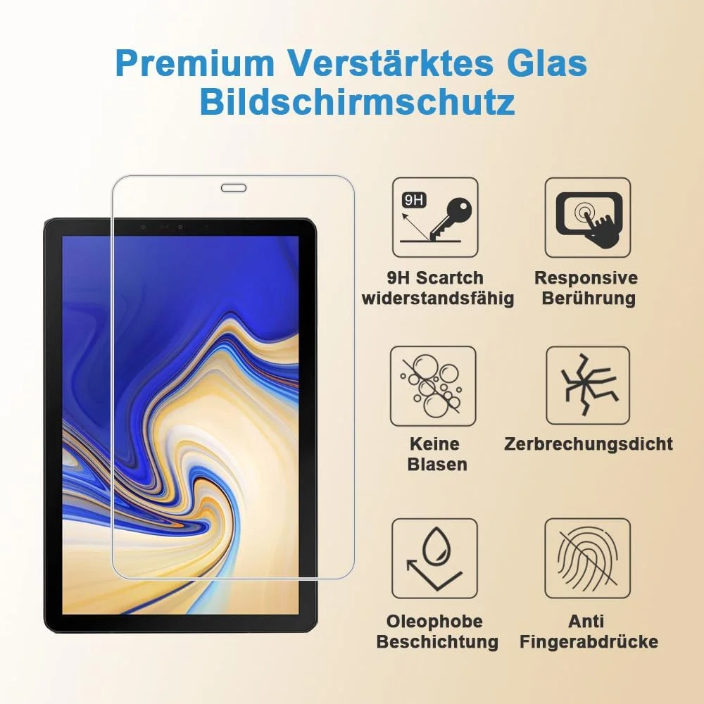 محافظ صفحه نمایش شیشه ای حرارت دیده Shunwige [بسته 2 عددی] برای Samsung TAB A2 T590/595 2018، فیلم حرارت دیده با وضوح بالا، سختی 9H، مقاوم در برابر خراش، حساس به لمس، محافظت در برابر سقوط