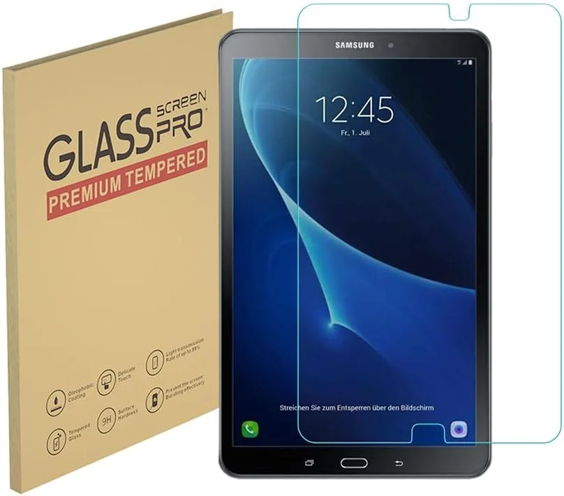 محافظ صفحه نمایش HYGMOCC برای تبلت سامسونگ گلکسی تب A 10.1 (نسخه قلم دار SM-P580, SM-P585)، فیلم شیشه ای حرارت دیده، سختی 9H، ضد خش، سازگار با قاب، بدون حباب (1 عدد)