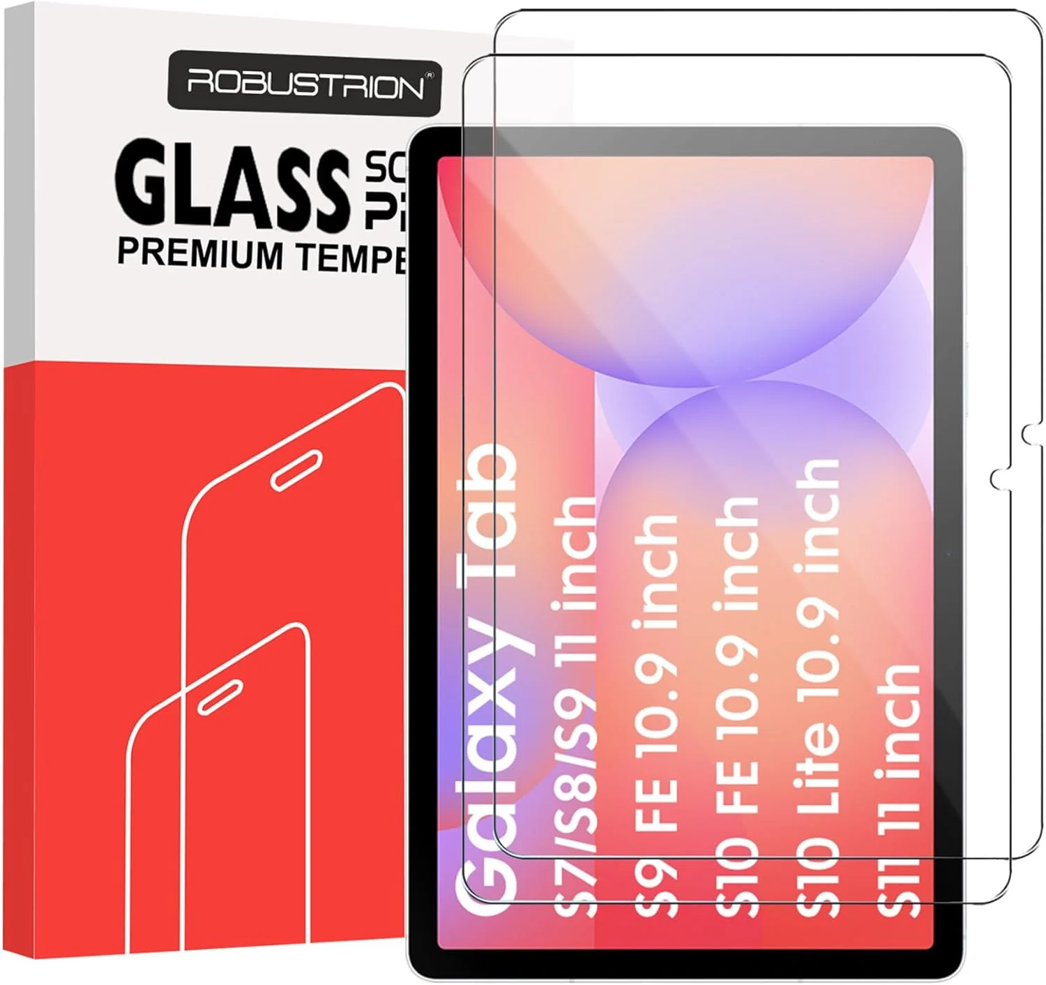محافظ صفحه نمایش شیشه ای حرارت دیده مقاوم در برابر خراش و لکه Robustrion، بسته 2 عددی، مناسب برای تبلت سامسونگ گلکسی تب S7 11 اینچ (T870/T875)