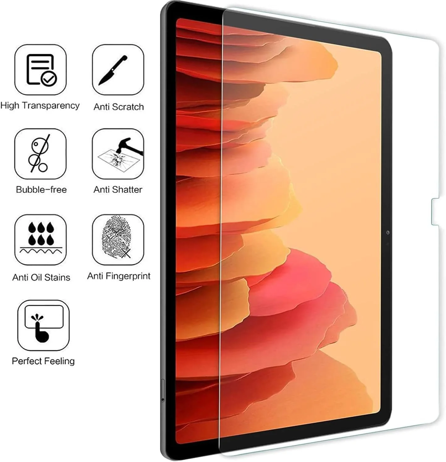 محافظ صفحه نمایش شیشه ای حرارت دیده پریمیوم برای تبلت سامسونگ گلکسی A7 با صفحه نمایش 10.4 اینچ (مدل 2020) T500، T505 و (مدل 2022) T509 (دو عدد)