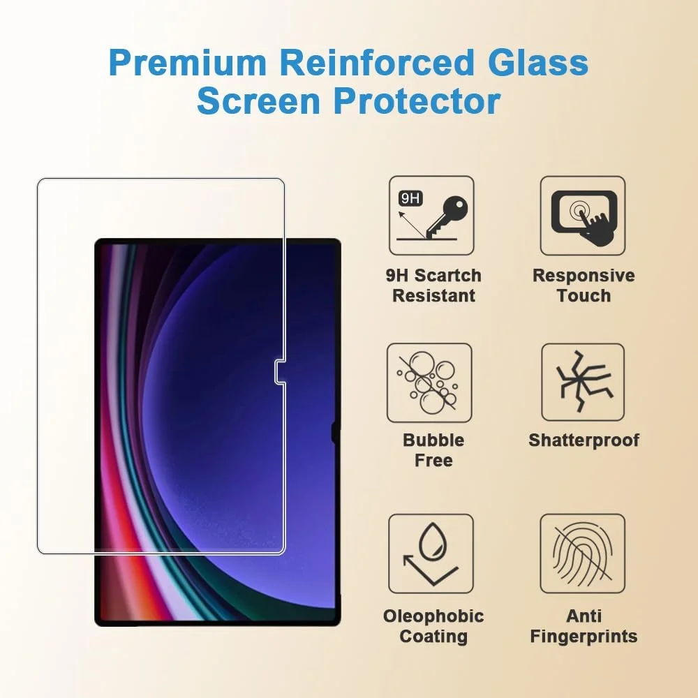 محافظ صفحه نمایش Shunwige برای Samsung Galaxy Tab S8 Ultra (مدل 14.6 اینچی، 2022، SM-X900/SM-X906)، فیلم شیشه ای حرارت دیده ضد خش، بدون حباب، کیفیت بالا