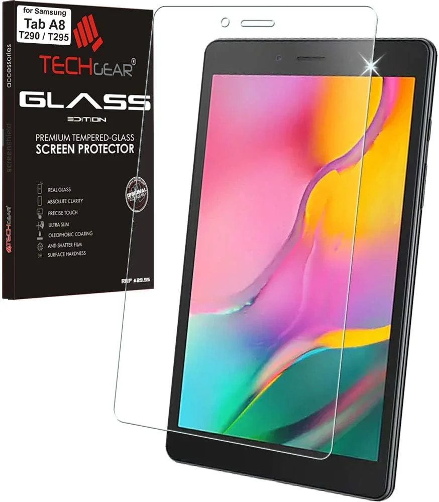محافظ صفحه نمایش شیشه ای TECHGEAR GLASS Edition طراحی شده برای Samsung Galaxy Tab A 8.0 2019 8" (SM-T290 / SM-T295)، محافظ صفحه نمایش شیشه حرارت دیده [سختی 9H] [وضوح HD] [مقاوم در برابر خراش] [بدون حباب]