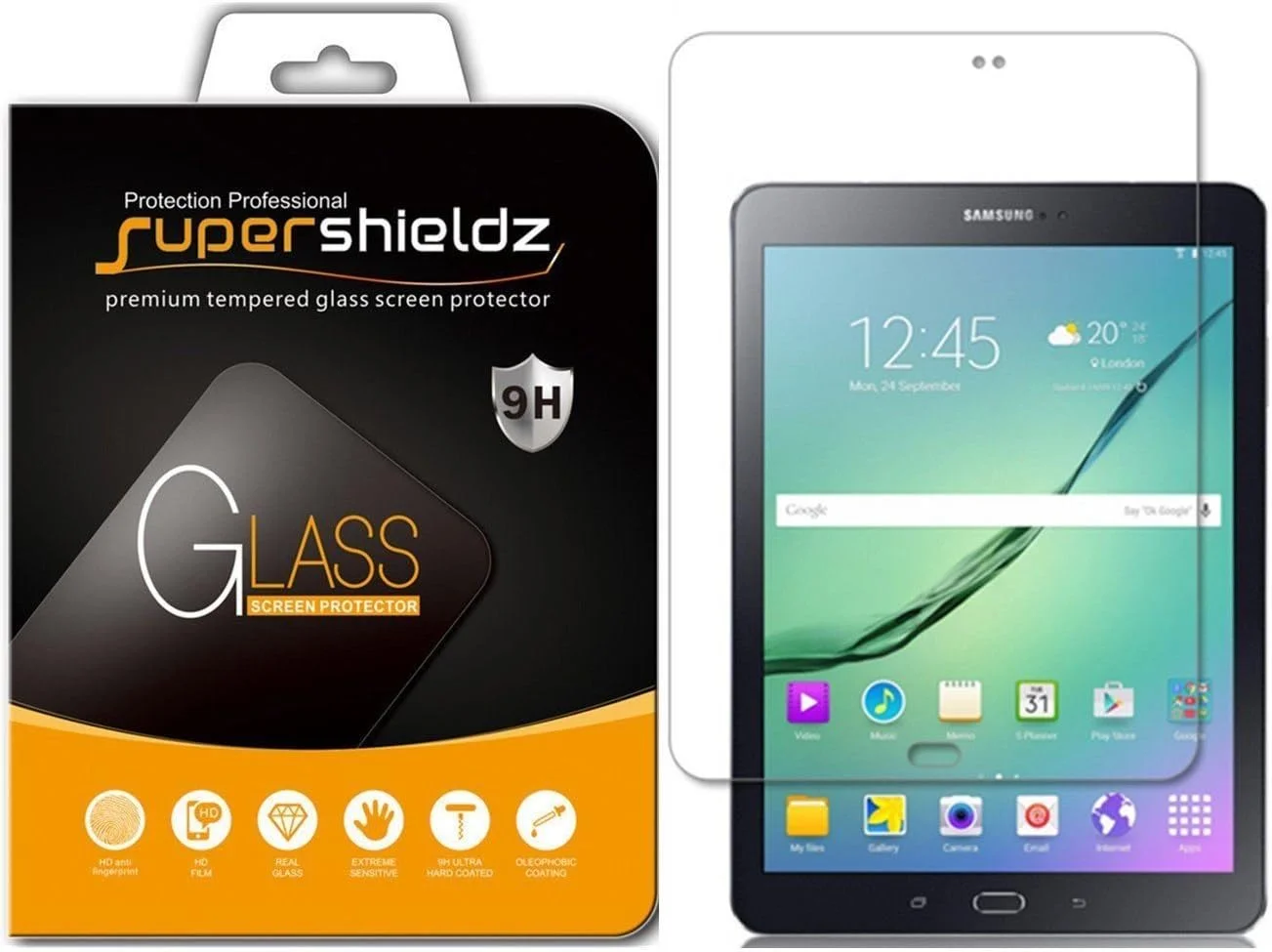 محافظ صفحه نمایش شیشه ای حرارت دیده Supershieldz برای Samsung Galaxy Tab S2 8.0، ضد خش، ضد اثر انگشت، بدون حباب، تعویض مادام العمر