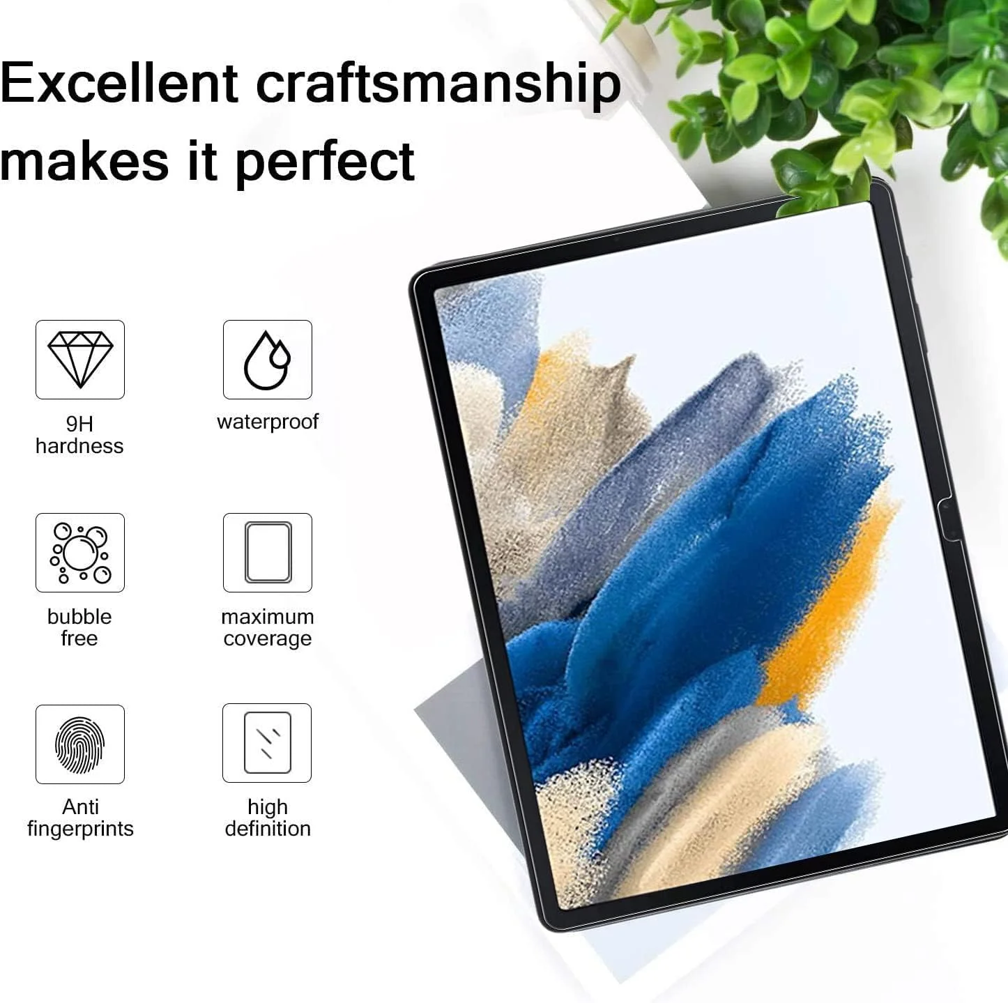 محافظ صفحه نمایش شیشه ای حرارت دیده KP TECHNOLOGY برای گلکسی تب A8 10.5 اینچ، نصب آسان بدون حباب، شفاف، مقاوم در برابر شکستن، سختی 9H، پوشش اولئوفوبیک ضد اثر انگشت برای سامسونگ گلکسی تب A8 (2021)