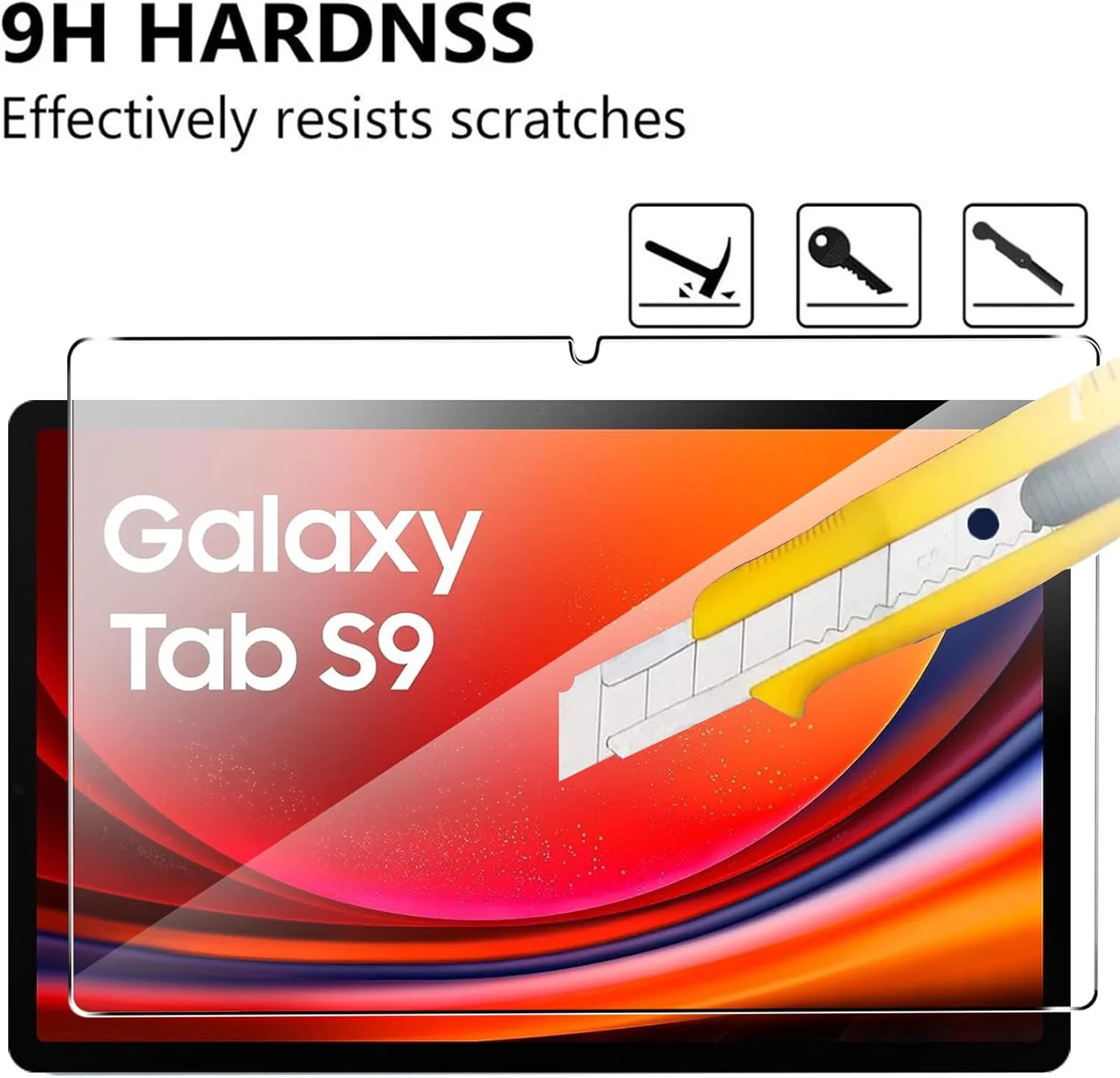 محافظ صفحه نمایش KUSINHOKA برای سامسونگ گلکسی تب S9 / S9 Fe، [2 عدد] فیلم شیشه ای حرارت دیده ضد خش، سختی بالا، بدون حباب، محافظ شیشه ای حرارت دیده شفاف HD