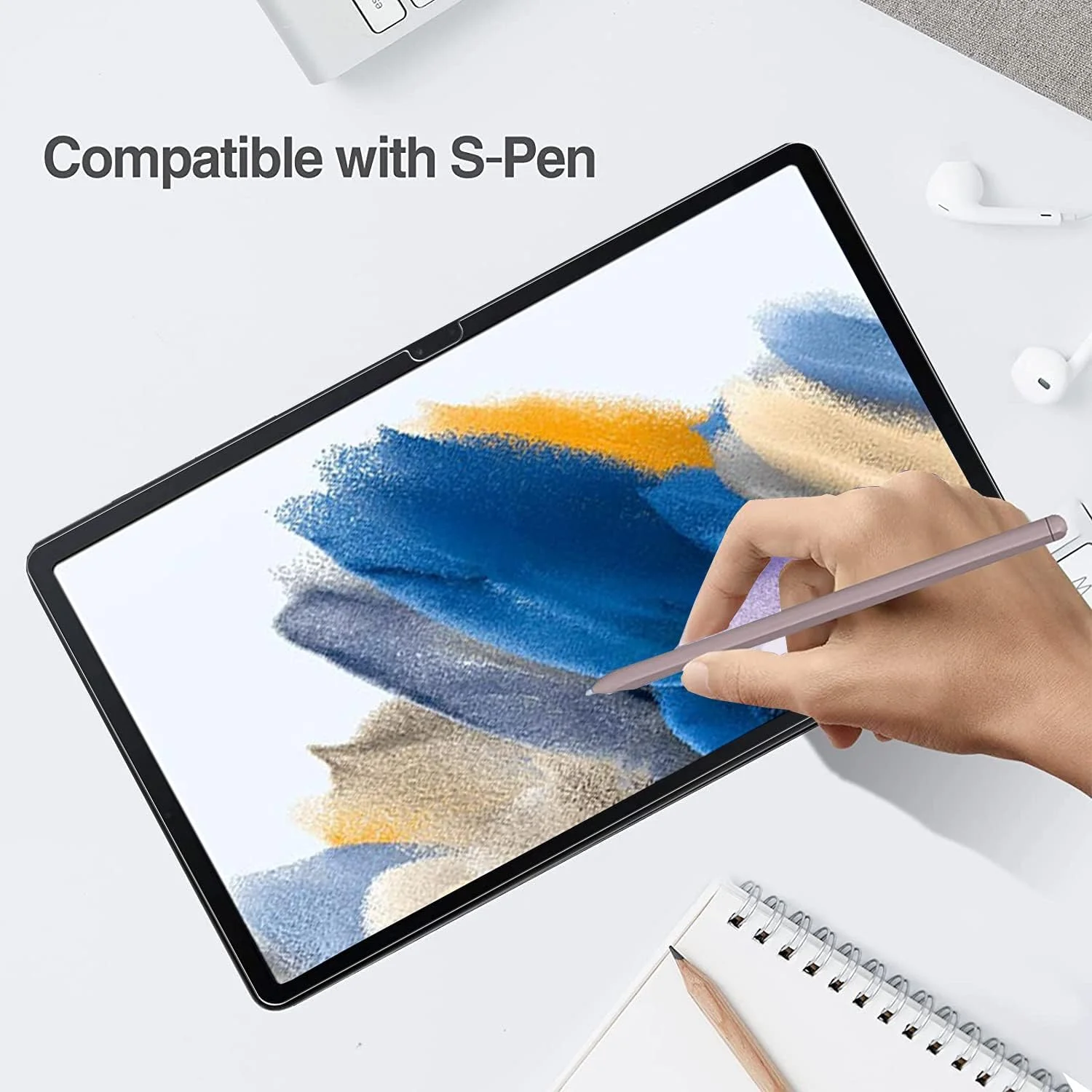 محافظ صفحه نمایش شیشه ای حرارت دیده KP TECHNOLOGY برای گلکسی تب A8 10.5 اینچ، نصب آسان بدون حباب، شفاف، مقاوم در برابر شکستن، سختی 9H، پوشش اولئوفوبیک ضد اثر انگشت برای سامسونگ گلکسی تب A8 (2021)