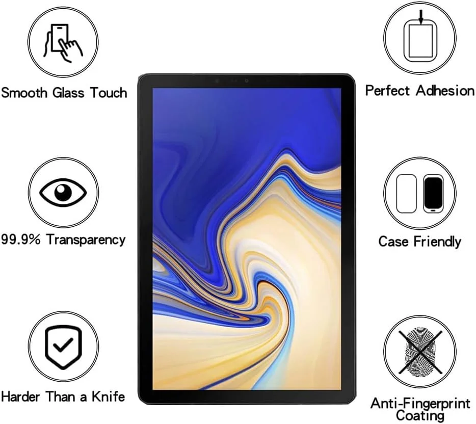 محافظ صفحه نمایش شیشه ای XYGCACO [بسته 2 عددی] سازگار با Samsung TAB A2 T590/595 2018، فیلم سخت شده با وضوح بالا، سختی 9H، ضد خش، محافظت در برابر افتادن