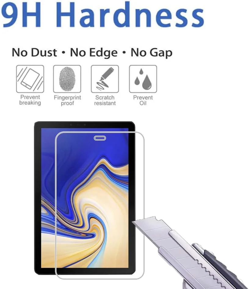 محافظ صفحه نمایش شیشه ای XYGCACO [بسته 2 عددی] سازگار با Samsung TAB A2 T590/595 2018، فیلم سخت شده با وضوح بالا، سختی 9H، ضد خش، محافظت در برابر افتادن