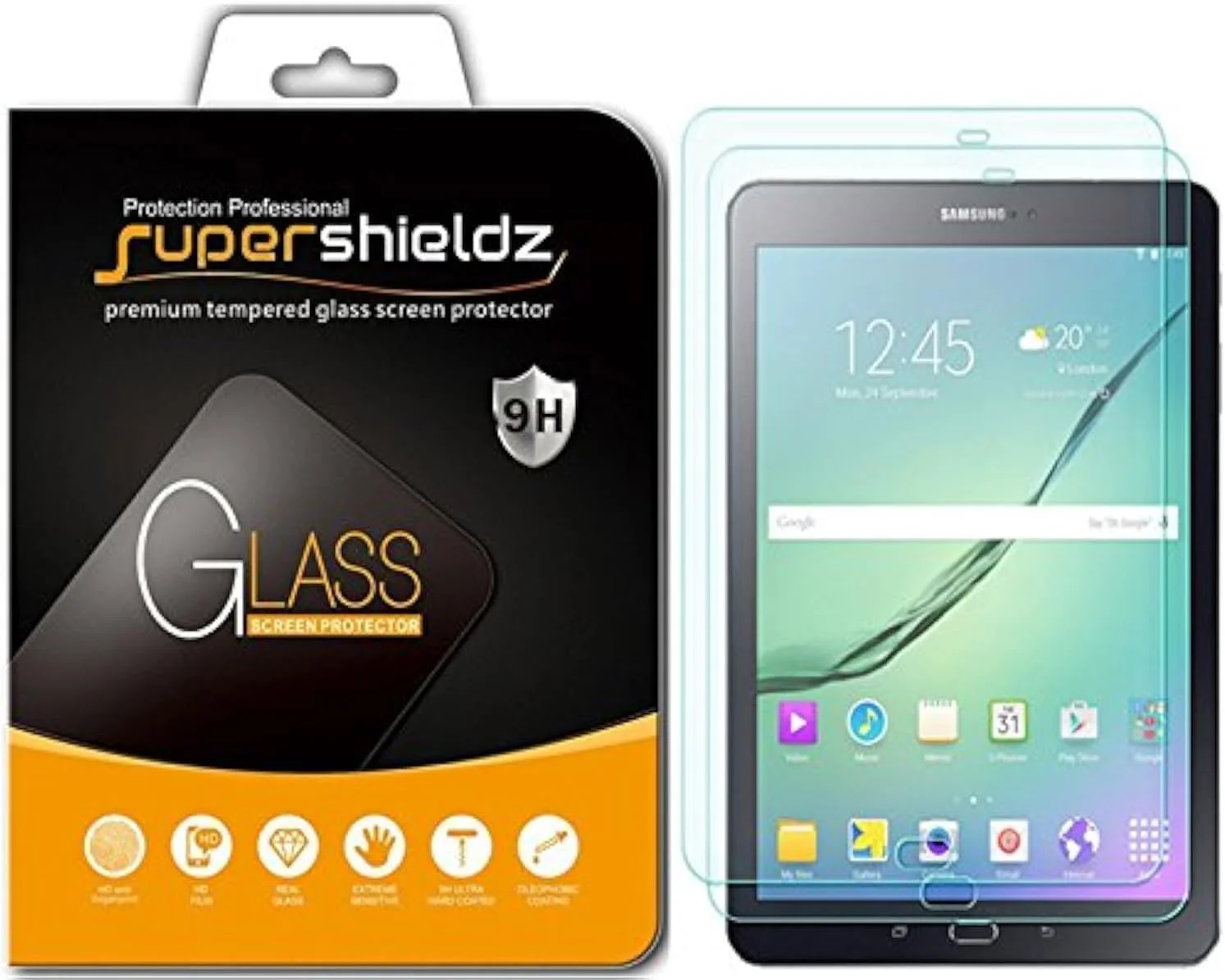 محافظ صفحه نمایش (2 عددی) Supershieldz برای Samsung Galaxy Tab S3 (9.7 اینچ)، (شیشه حرارت دیده) ضد خش، بدون حباب