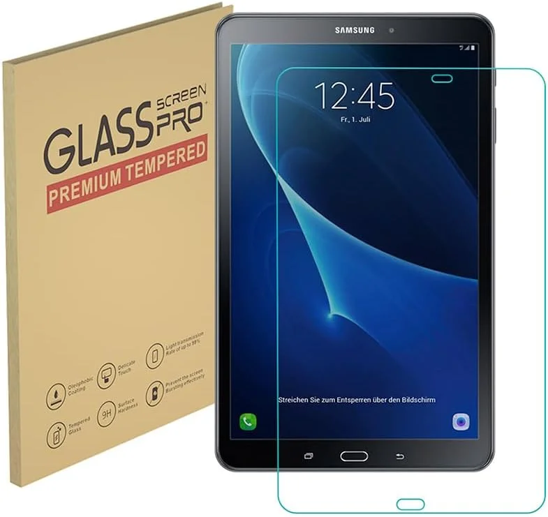 محافظ صفحه نمایش HYGMOCC برای تبلت سامسونگ گلکسی تب A 10.1 SM-T580 / T585 [2016]، محافظ صفحه شیشه ای حرارت دیده، سختی 9H، ضد خش، سازگار با قاب، بدون حباب (1 عدد)