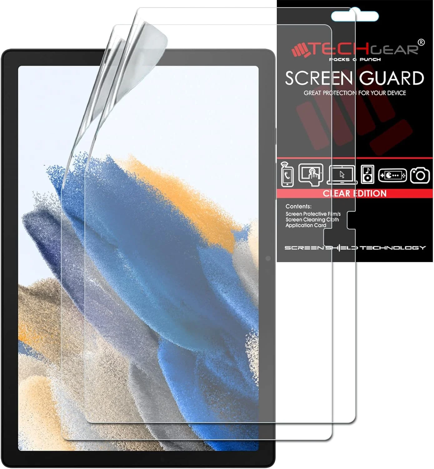 محافظ صفحه نمایش TECHGEAR بسته 2 عددی برای گلکسی تب A8 10.5 اینچ (SM-X200 / SM-X205)، محافظ صفحه نمایش فوق شفاف سازگار با Samsung Galaxy Tab A8 2021