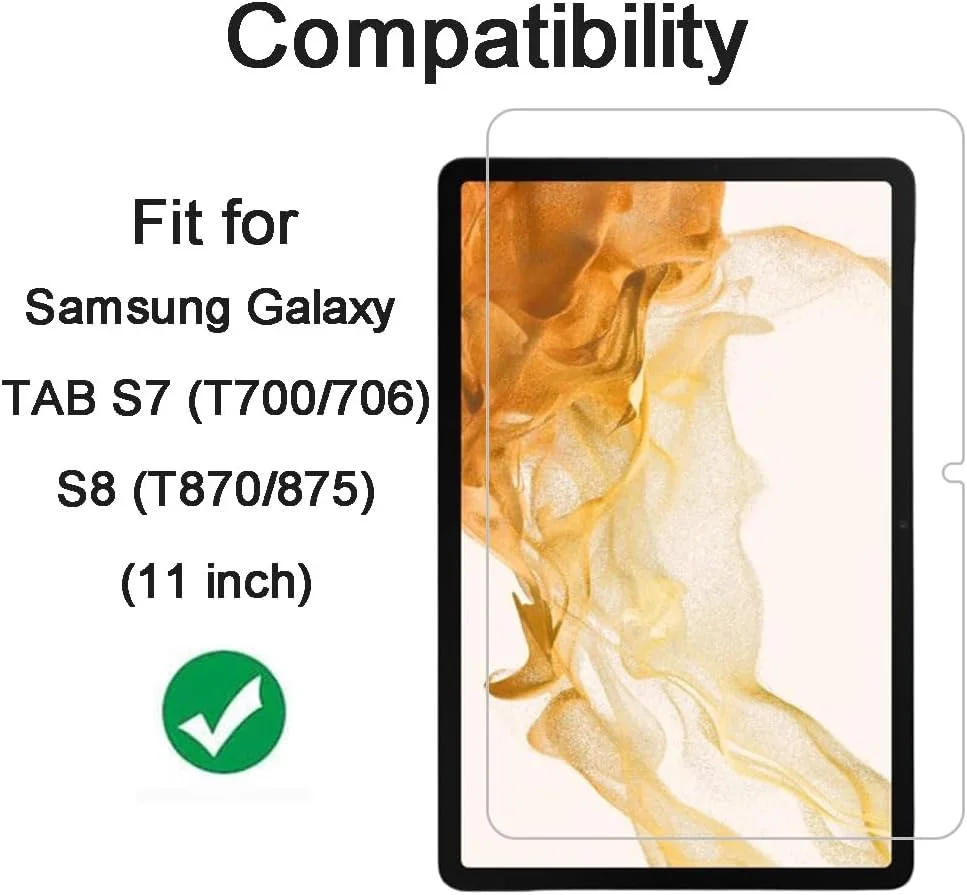 محافظ صفحه نمایش ENGFYADSY برای تبلت سامسونگ گلکسی تب S8 2022 / تب S7 2020 11 اینچی (SM-X700/X706/T870/T875/T878)، فیلم شیشه ای حرارت دیده ضد خش، بدون حباب، کیفیت بالا (2 عدد)