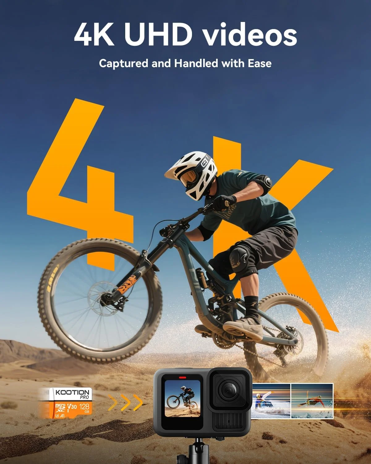 بسته 5 عددی کارت حافظه میکرو اس دی 128 گیگابایتی کوتیون، کارت حافظه فلش microSDXC U3 برای ضبط ویدئو 4K، A1، V30، فول اچ دی، کارت TF C10 به همراه آداپتور