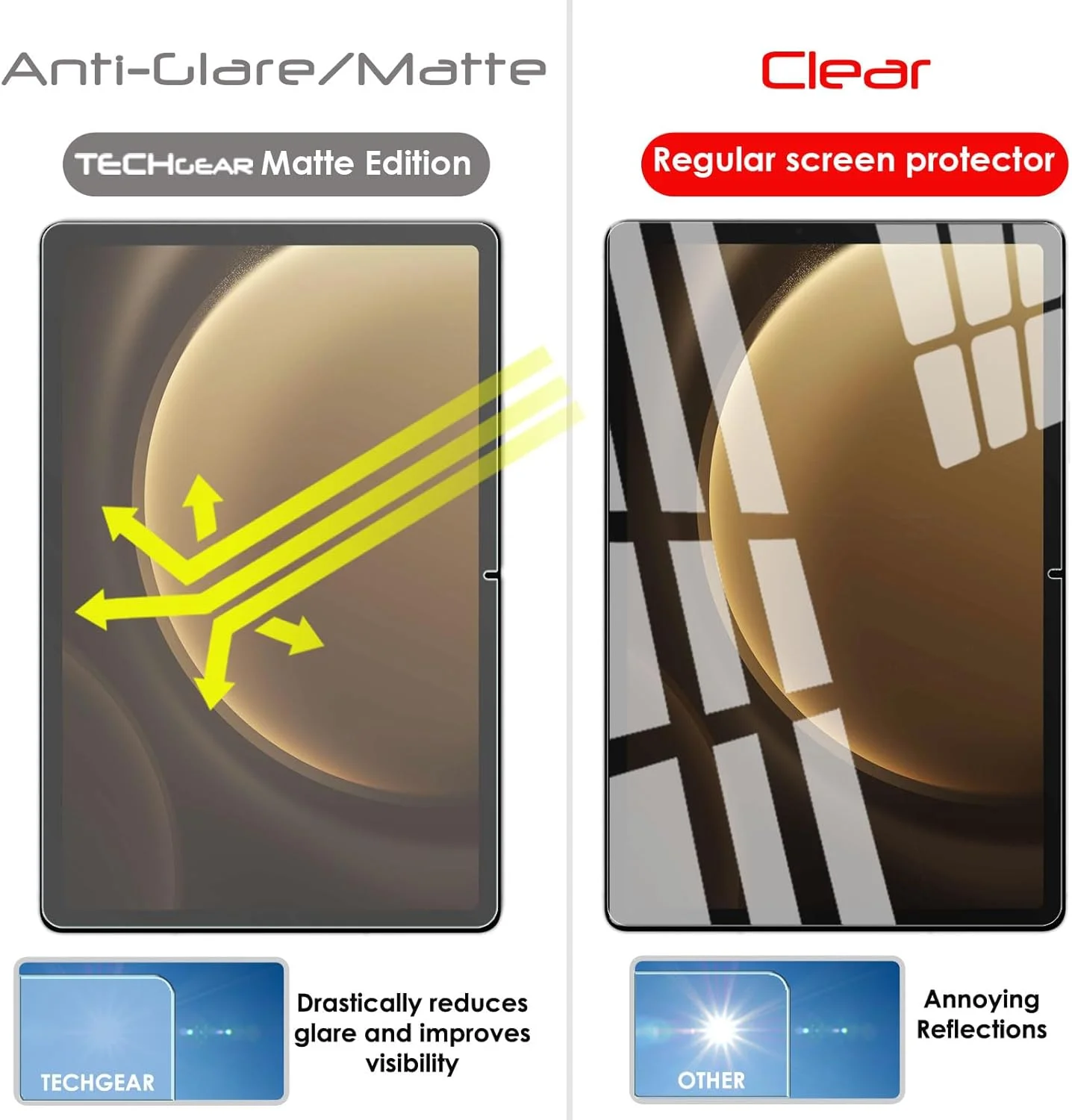 محافظ صفحه نمایش مات TECHGEAR برای تبلت سامسونگ گلکسی تب S9 FE Plus سایز 12.5 اینچ مدل SM-X610 / SM-X616 مناسب برای Samsung Galaxy Tab S9 FE+ 2023 [بسته 2 عددی]