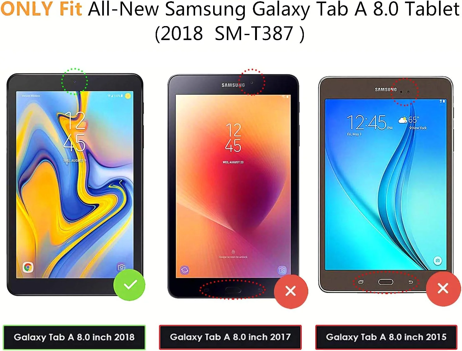 محافظ صفحه نمایش شیشه ای تمپرد Orzero (2 عددی) سازگار با Samsung Galaxy Tab A 8.0 اینچ 2018 (فقط مناسب برای مدل SM-T387)، سختی 9H، ضد خش HD، پوشش کامل