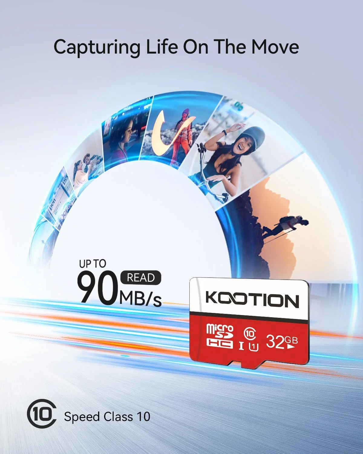 کارت حافظه میکرو اس دی 32 گیگابایتی KOOTION بسته 10 عددی، کارت حافظه فلش UHS-1 TF، کارت microSDHC کلاس 10 U1 به همراه آداپتور
