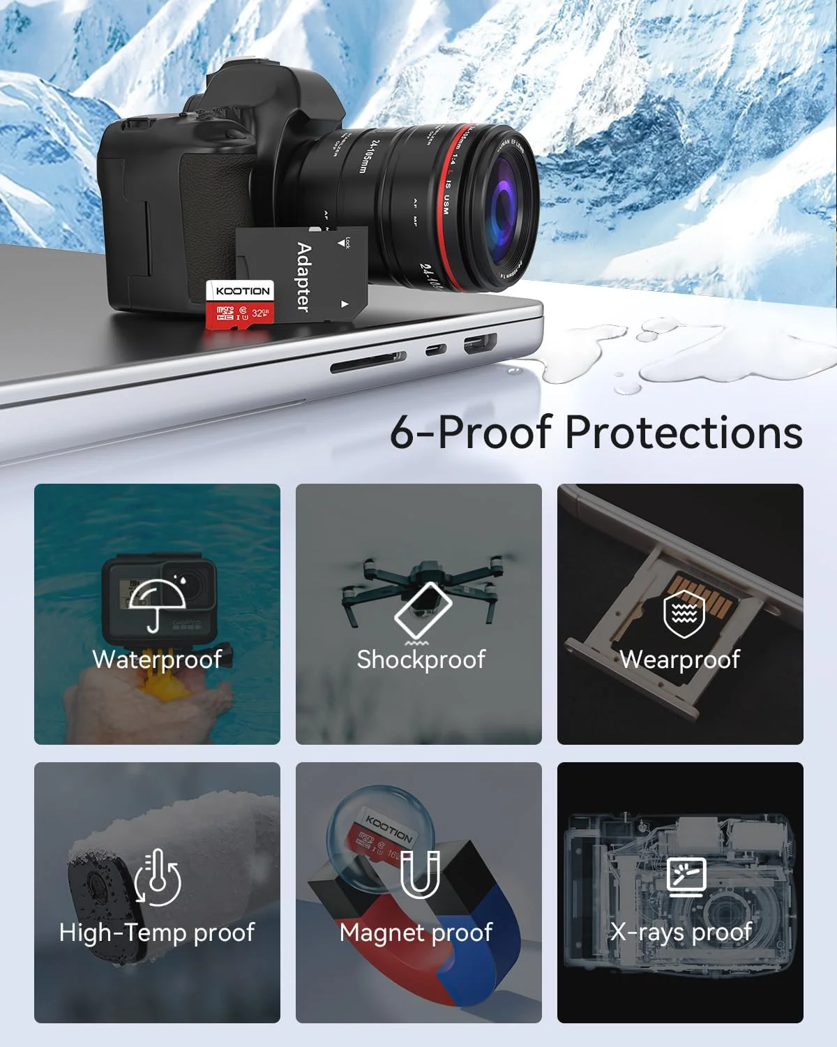 کارت حافظه میکرو اس دی 32 گیگابایتی KOOTION بسته 10 عددی، کارت حافظه فلش UHS-1 TF، کارت microSDHC کلاس 10 U1 به همراه آداپتور