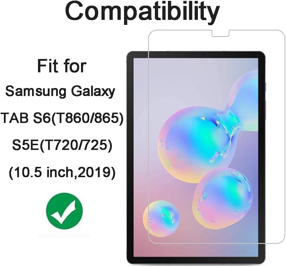 محافظ صفحه نمایش HYGAMOCC برای تبلت سامسونگ گلکسی تب S5e (T725, T720) و تب S6 10.5 اینچ، فیلم شیشه ای حرارت دیده ضد خش، بدون حباب، کیفیت بالا (2 عدد)