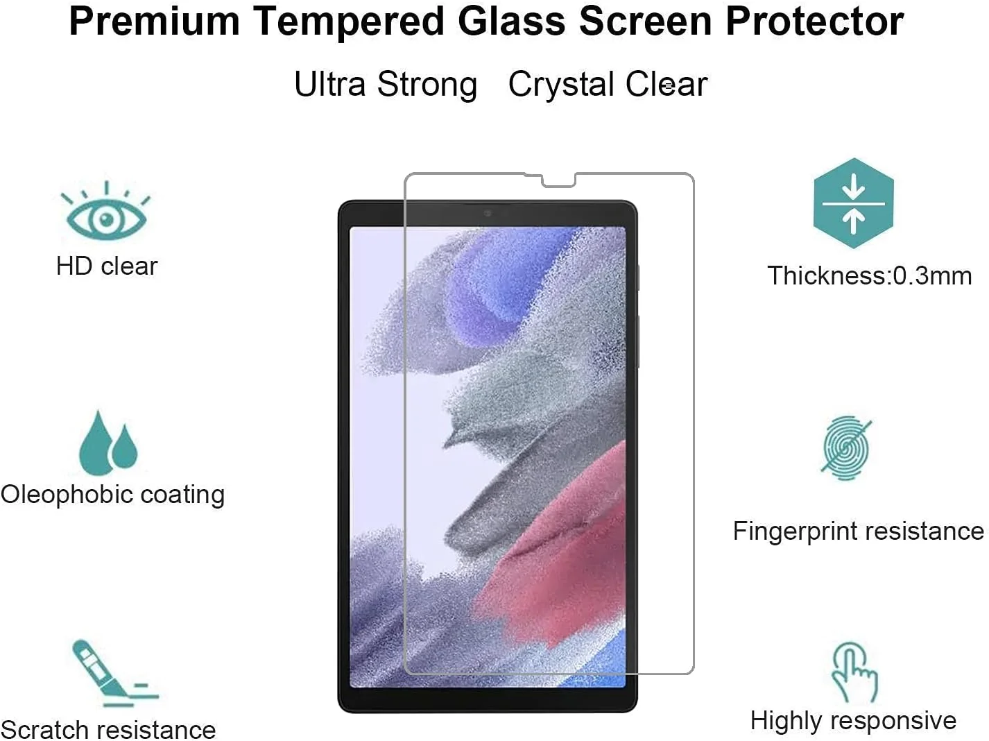 محافظ صفحه نمایش شیشه ای حرارت دیده پریمیوم ضد خش و لک Robustrion، بسته 2 عددی، مناسب برای تبلت سامسونگ Tab A7 Lite 8.7 اینچ - T220/T225