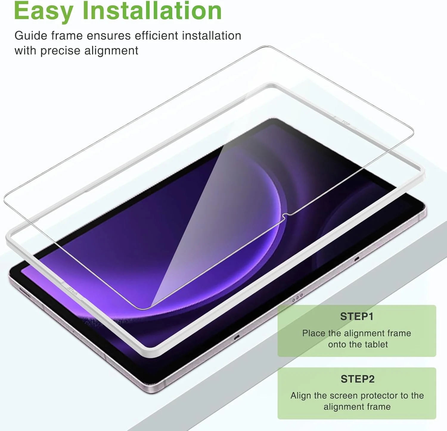 محافظ صفحه نمایش شیشه ای حرارت دیده Apiker برای تبلت سامسونگ گلکسی تب S10+/S9 FE+/S9+/S8+/S7+ - فیلم با سختی 9H به همراه قاب