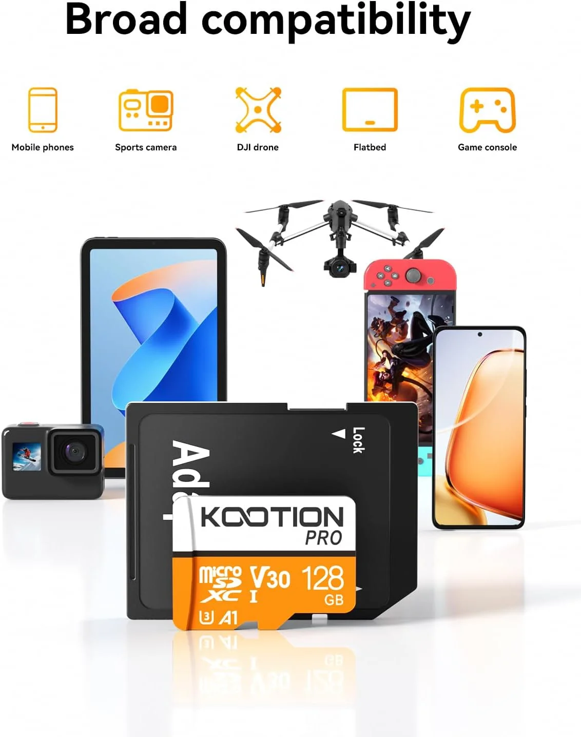 کارت حافظه میکرو اس دی 128 گیگابایتی کوتیون بسته 3 عددی، کارت MicroSDXC UHS-I برای ضبط ویدیو 4K، رده U3، A1، V30، C10 TF به همراه آداپتور کارت حافظه میکرو اس دی 128 گیگابایتی کوتیون بسته 3 عددی، کارت MicroSDXC UHS-I برای ضبط ویدیو 4K، رده U3، A1، V30، C10 TF به همراه آداپتور