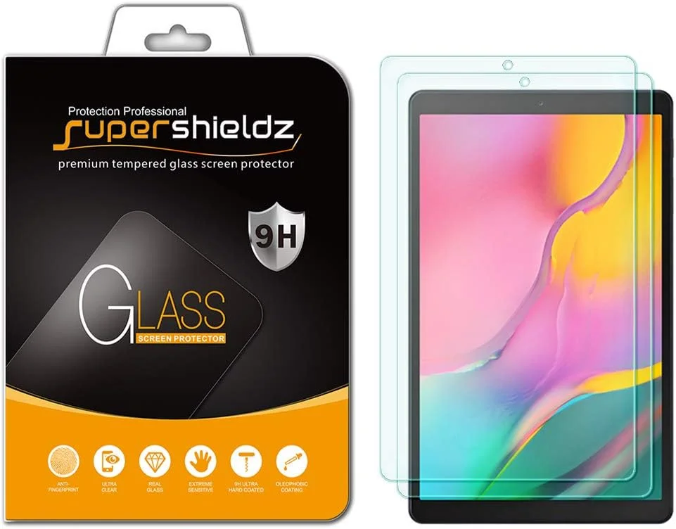 محافظ صفحه نمایش (2 عددی) Supershieldz، طراحی شده برای تبلت سامسونگ گلکسی تب A 10.1 (2019) مدل SM-T510، (شیشه حرارت دیده)، ضد خش، بدون حباب