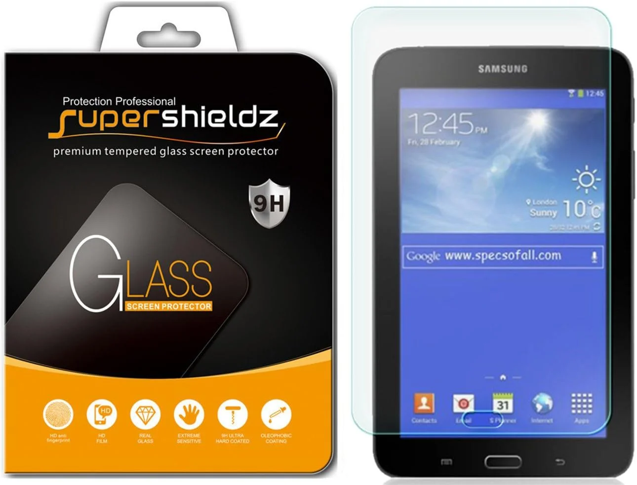 Supershieldz for Samsung Galaxy Tab E Lite 7.0 / Tab 3 Lite 7.0 Tempered Glass Screen Protector, Anti-Scratch, Anti-Fingerprint, Bubble Free, Lifetime Replacement Warranty