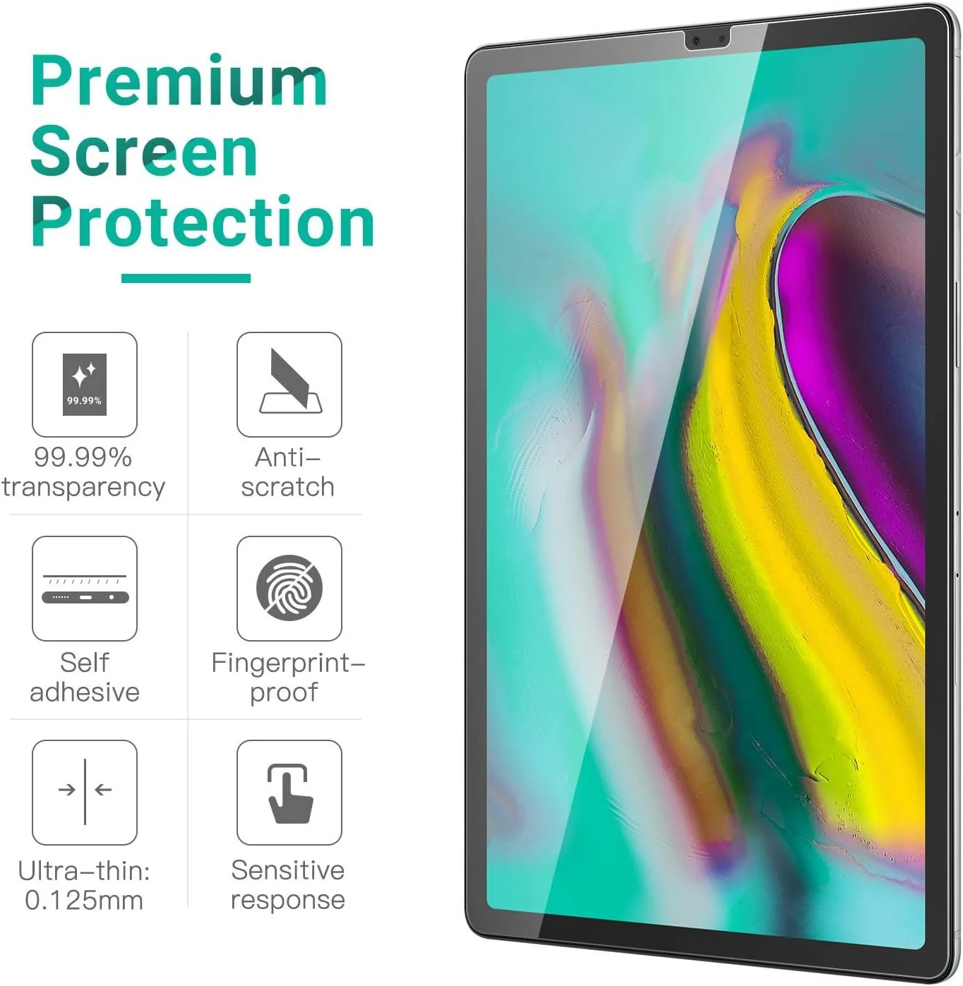 محافظ صفحه نمایش شیشه ای حرارت دیده تبلت سامسونگ گلکسی تب اس 5 ای / گلکسی تب اس 6 10.5 اینچ [بسته 2 عددی] - محافظ صفحه نمایش 9H با وضوح HD برای Samsung Galaxy Tab S6 / S5e 10.5 SM-T720 SM-T725 SM-T860