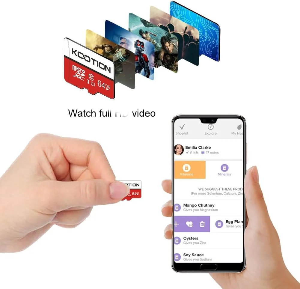 کارت حافظه میکرو اس دی 64 گیگابایتی کوتیون، بسته 2 عددی، کارت حافظه میکرو SDXC فوق العاده U1، کارت های میکرو اس دی کلاس 10، کارت TF پرسرعت 64 گیگابایتی R Flash، C10، U1، 64 گیگابایت (بسته 2 عددی)