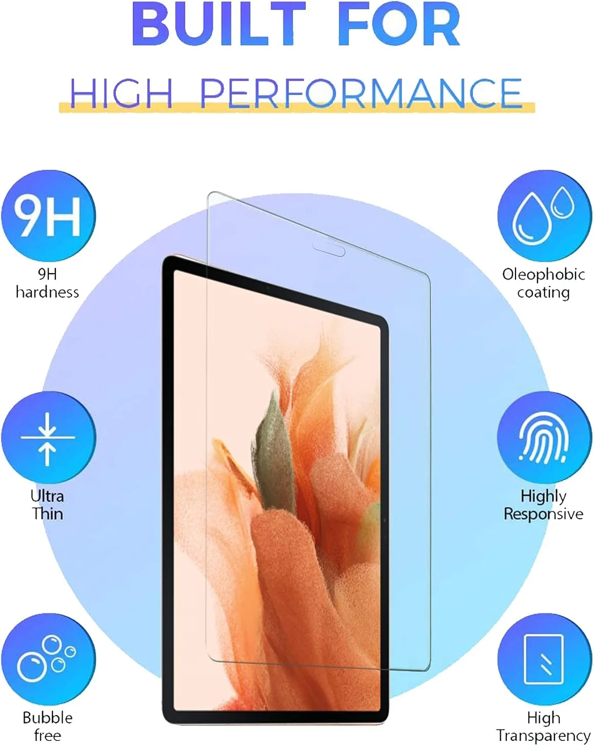 محافظ صفحه نمایش DN-Technology DN Galaxy Tab S7 FE، محافظ صفحه نمایش Samsung S7 FE، محافظ صفحه نمایش شیشه ای حرارت دیده ممتاز Galaxy Tab S7 FE 12.4 اینچی (-T736B/T730) برای Samsung Galaxy Tab S7 FE 12.4"