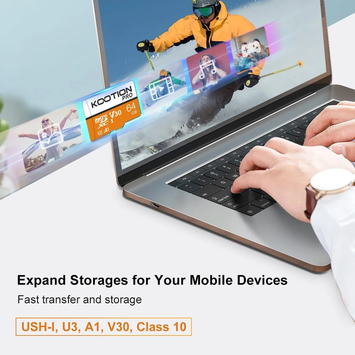 کارت حافظه میکرو اس دی 64 گیگابایتی Kootion، کارت حافظه MicroSDXC، کارت حافظه مینی اس دی U3 UHS-I (A1 V30 4K)، کارت حافظه میکرو اس دی 64G برای دوربین ها، تلفن های همراه، تبلت ها و تلفن های هوشمند اندرویدی