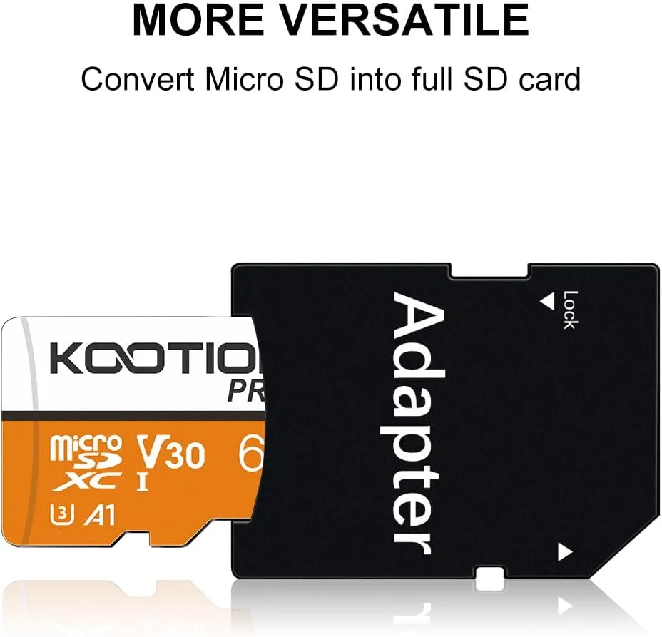 کارت حافظه میکرو اس دی 64 گیگابایتی Kootion، کارت حافظه MicroSDXC، کارت حافظه مینی اس دی U3 UHS-I (A1 V30 4K)، کارت حافظه میکرو اس دی 64G برای دوربین ها، تلفن های همراه، تبلت ها و تلفن های هوشمند اندرویدی