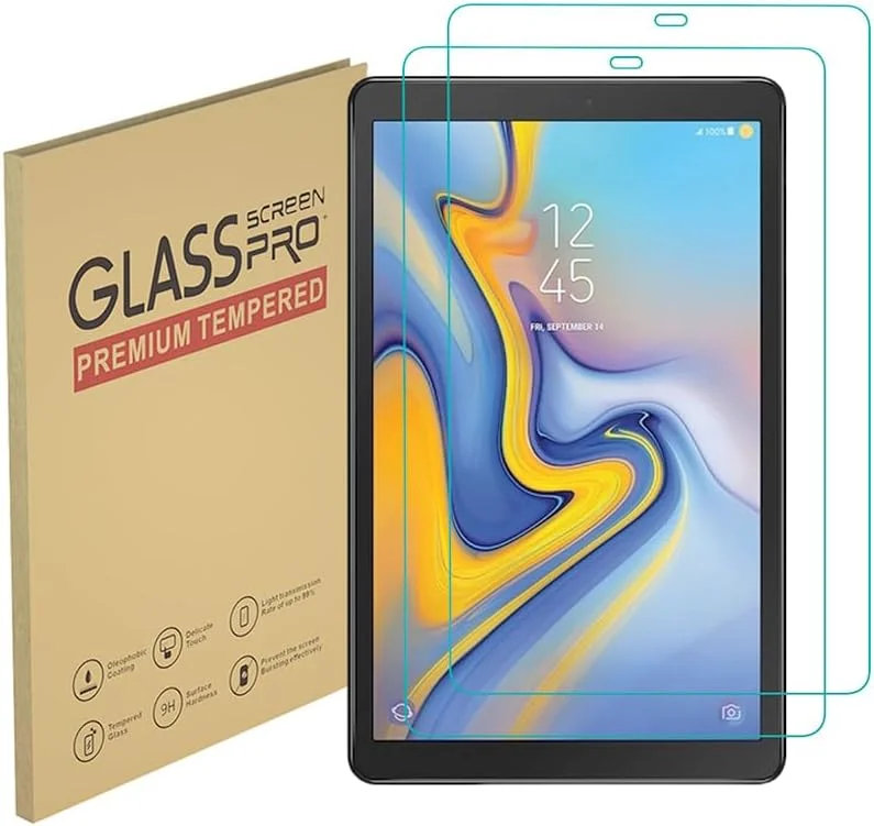 ZYHKJYL [بسته 2 عددی] محافظ صفحه نمایش شیشه ای حرارت دیده طراحی شده برای Samsung TAB A2 T590/595 2018، فیلم حرارت دیده با کیفیت بالا، سختی 9H، ضد خش، محافظت در برابر سقوط